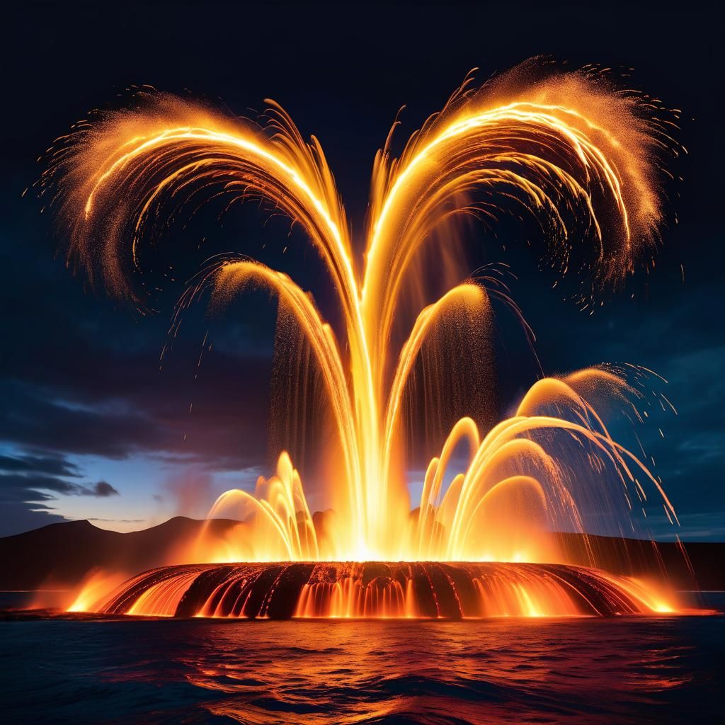 Fiery fire and lava fountain springing out from the vortex i...