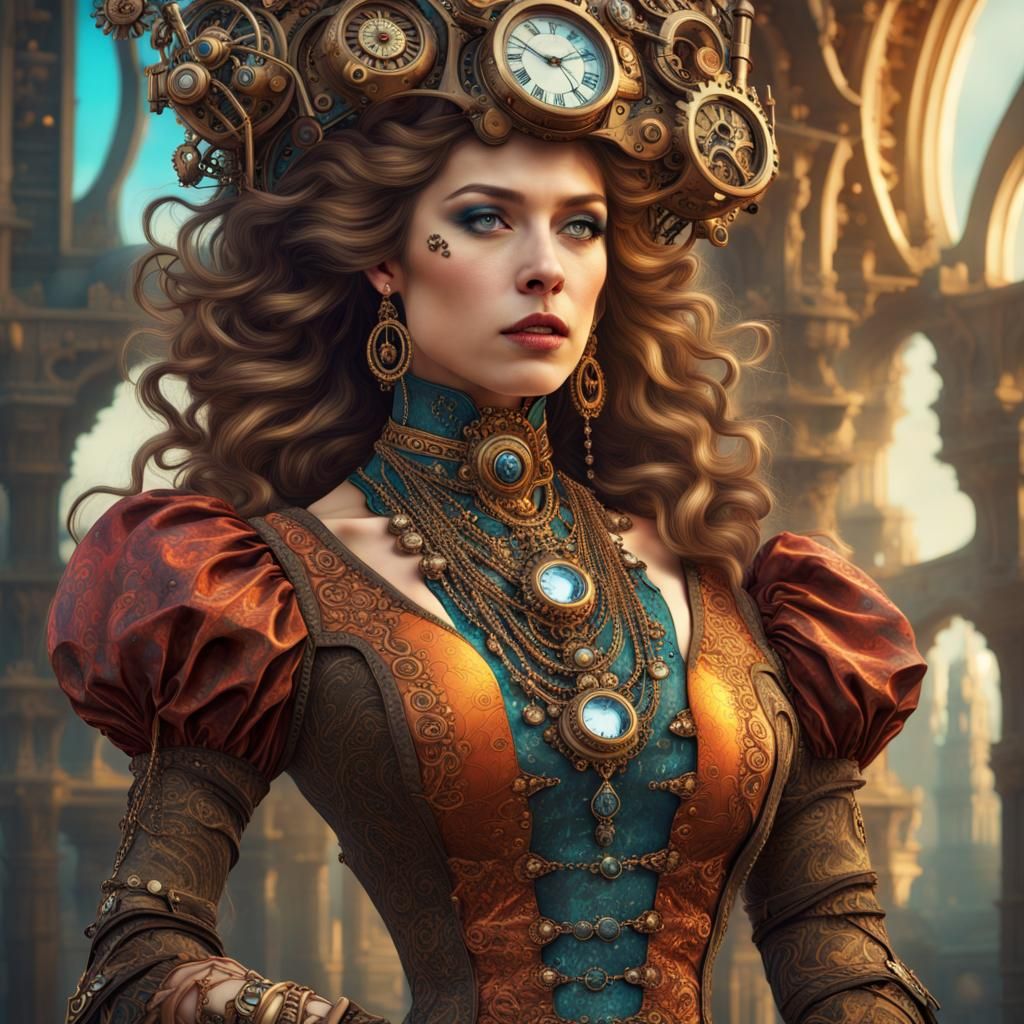 Steampunk Fashionista - AI Generated Artwork - NightCafe Creator