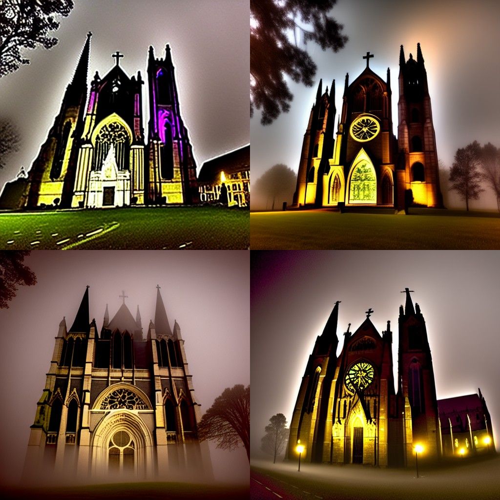 Cathedral in the fog
