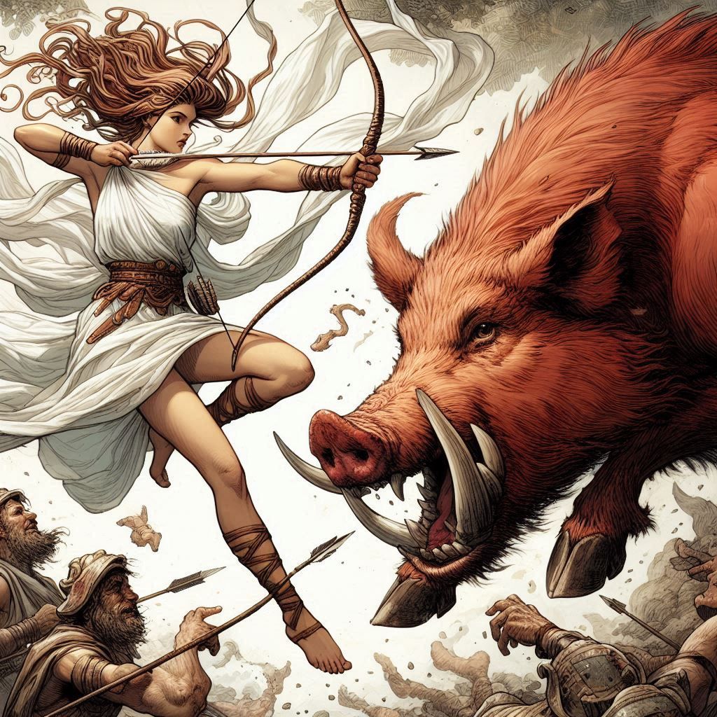 Atalanta hunts the Calydonian boar2