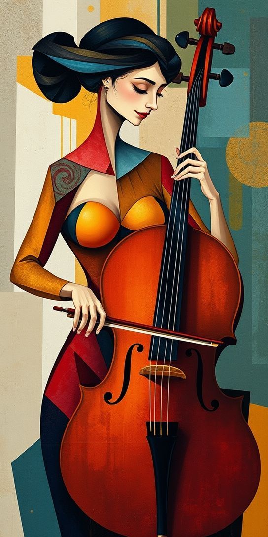 A dynamic, cubist portrait