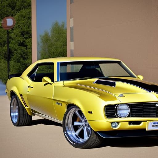 1969 Camaro Z28, yellow with 2 black stripes, stock Ralleye ...