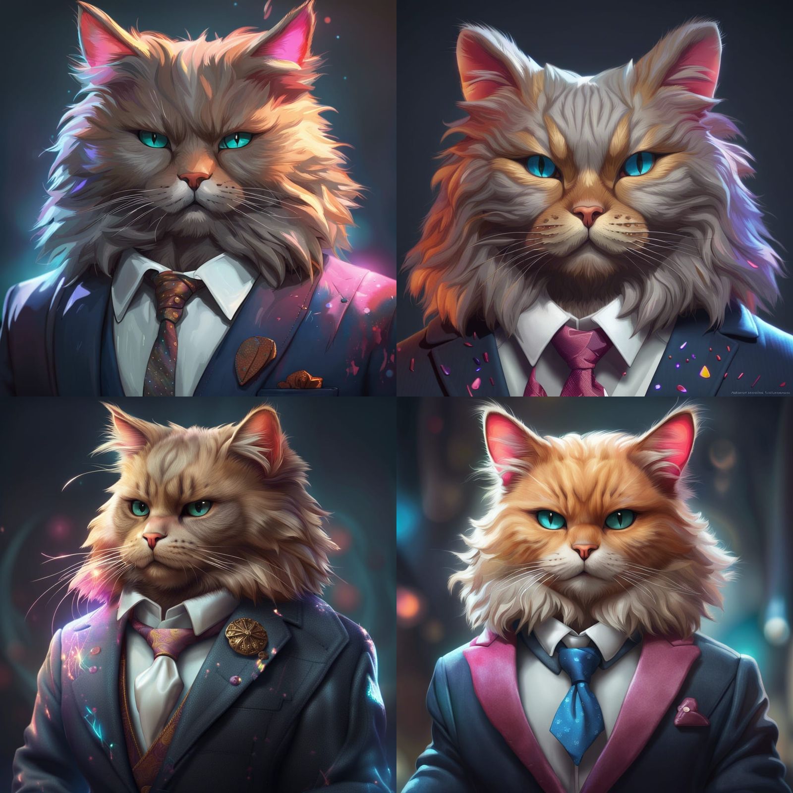 fluffy cat dressed in a suit