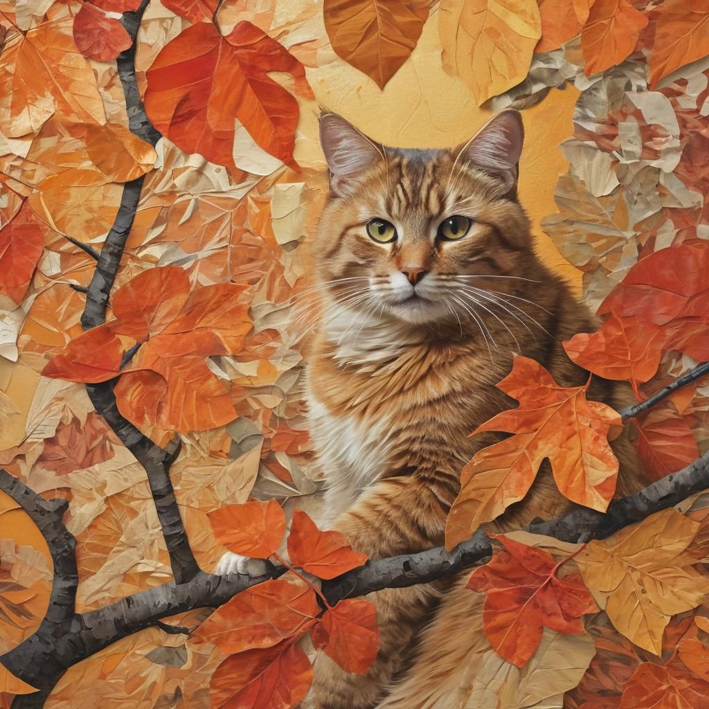Fall paper collage with beautiful cat 
Fall paper collage ar...