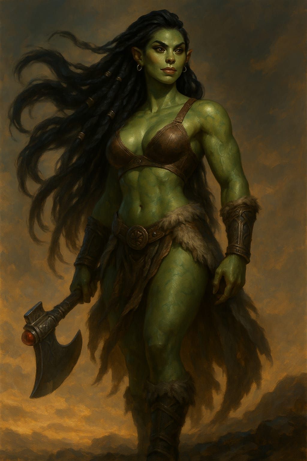 Female Orc barbarian