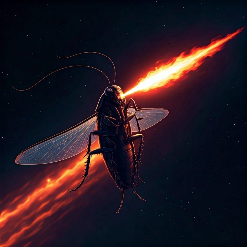 Sleek Cosmic Cockroach Warrior Unleashes Cosmic Power