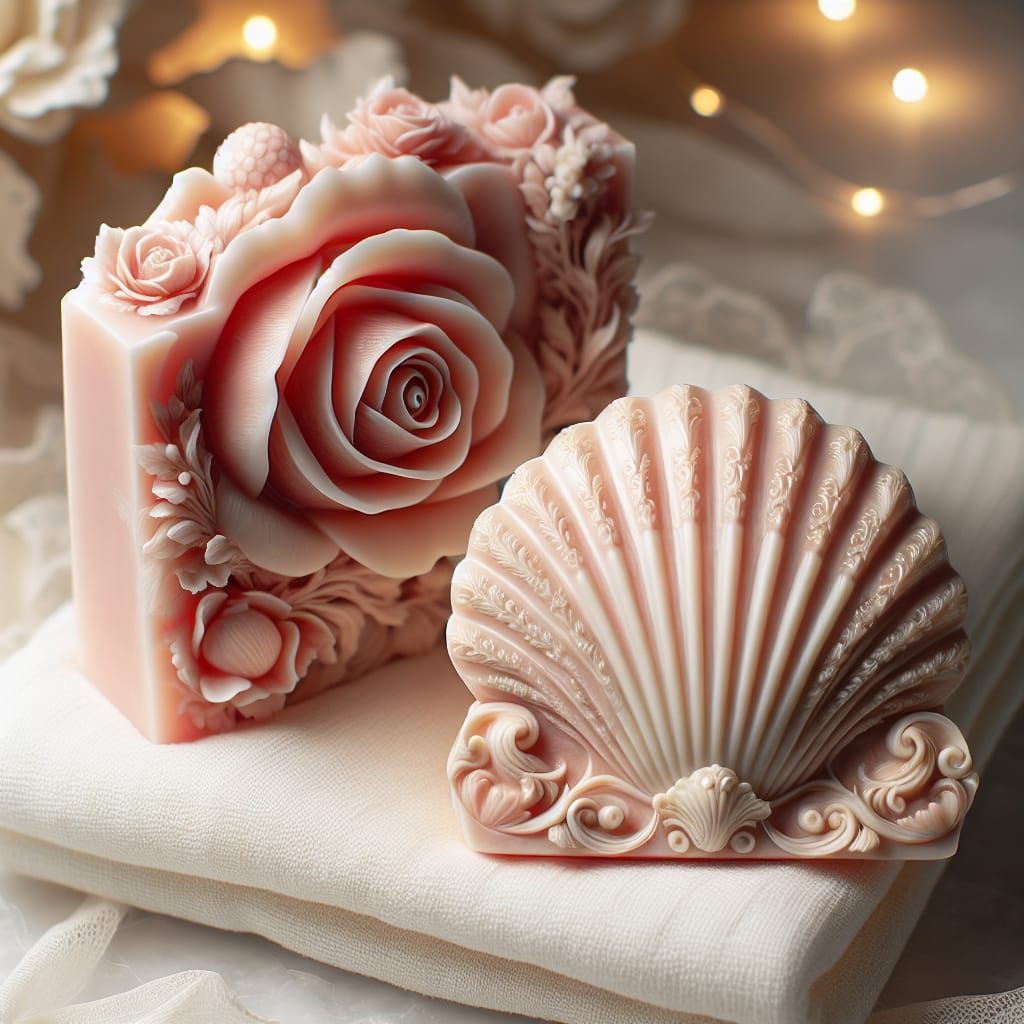 rose soap, rococo soap, soap bar