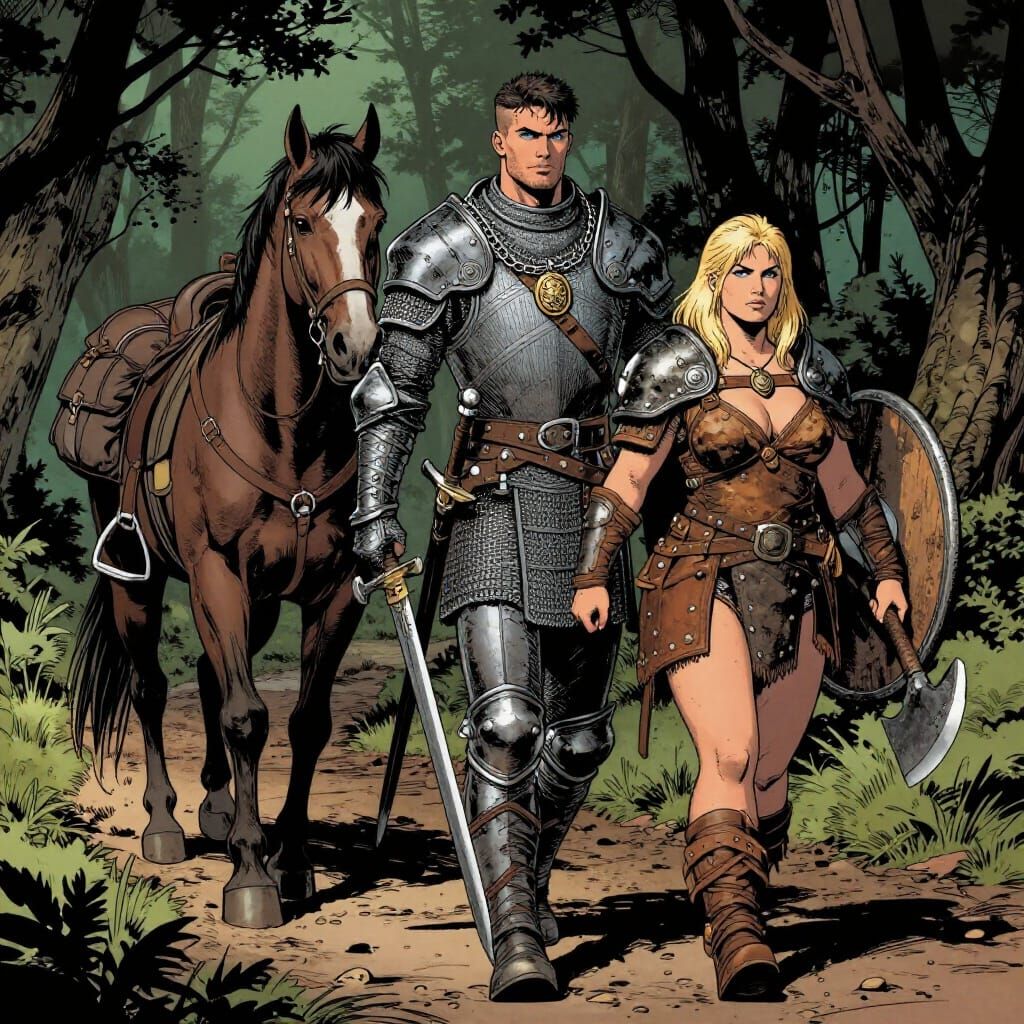 Masterpiece, intricate details. A handsome 6 foot tall, male paladin with deep blue eyes, dark brown hair cut in a short, back and sides hai...