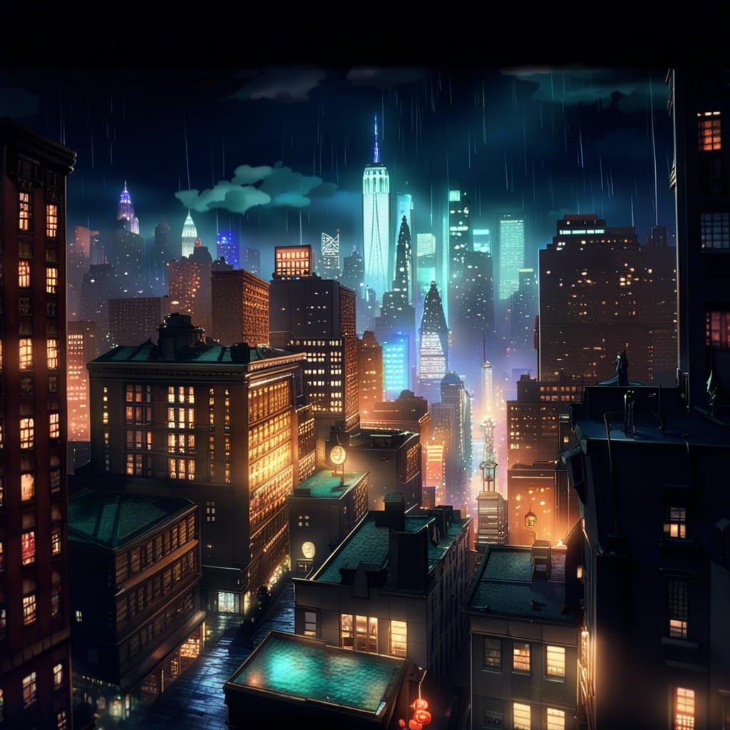 New York City in a rainy night - AI Generated Artwork - NightCafe Creator