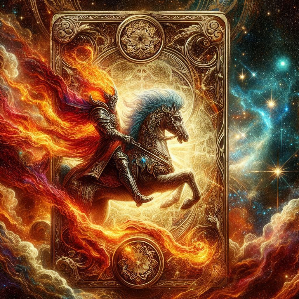 Fiery tarot card with a fiery horse