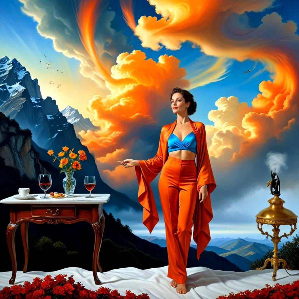 Ethereal Goddess in Vibrant Dreamscapes