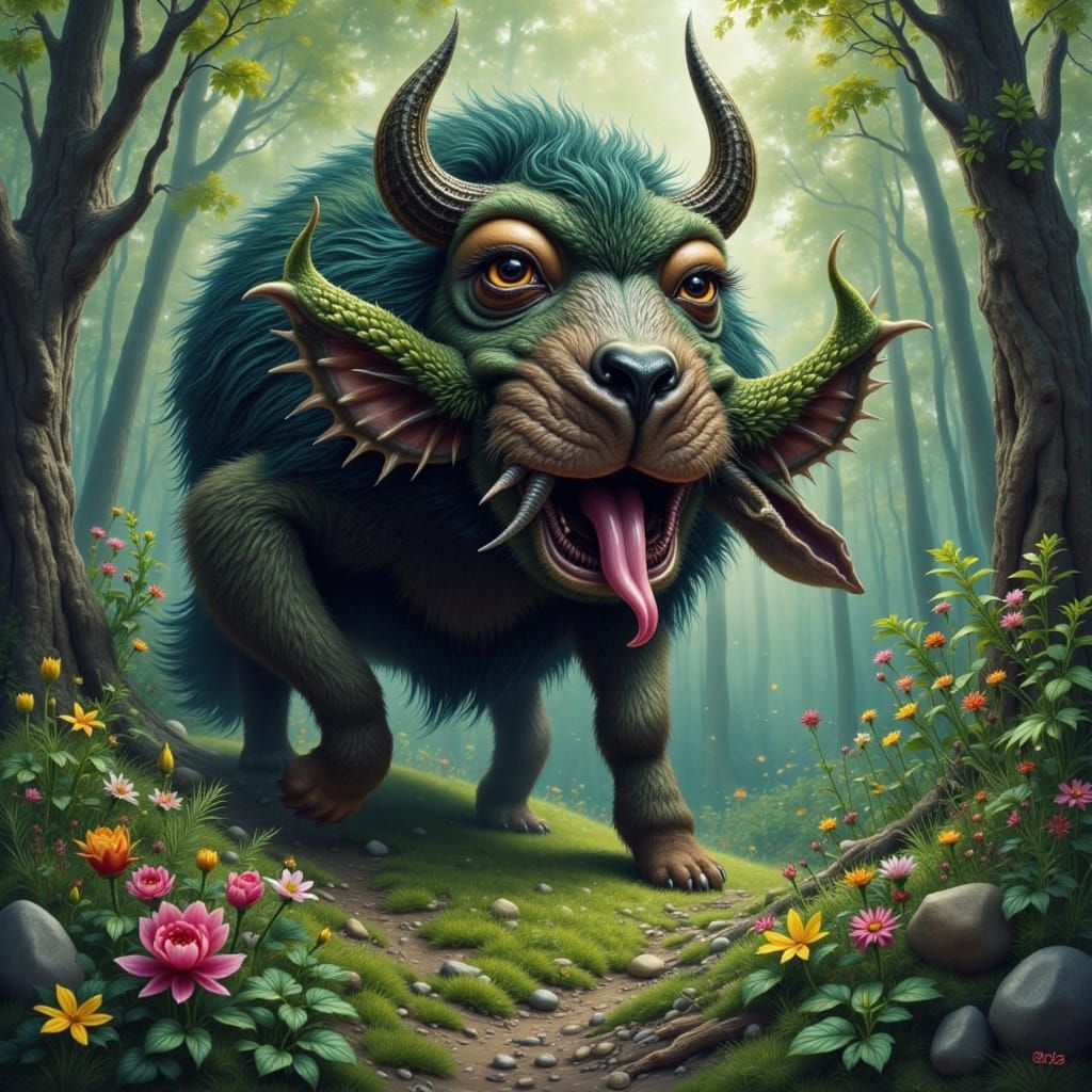 Whimsical Abnormal Animal in Forest