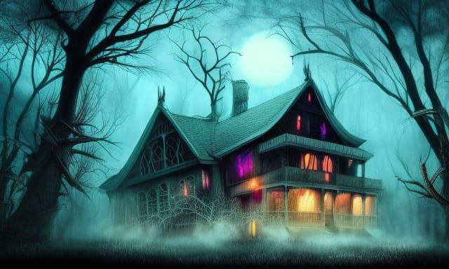 a spooky and haunted location, abandoned house attic, maxima...