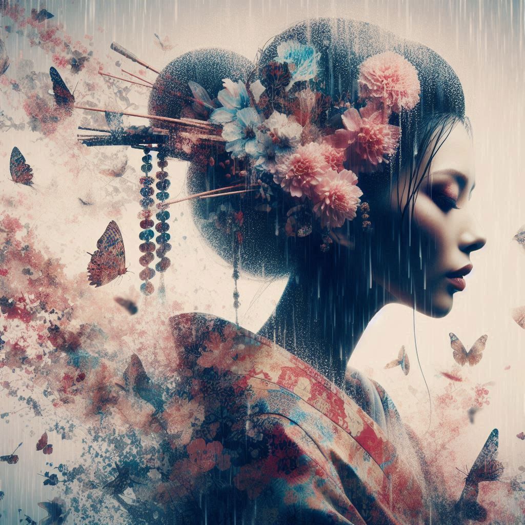 double exposure beautiful fantasy portrait landscape..