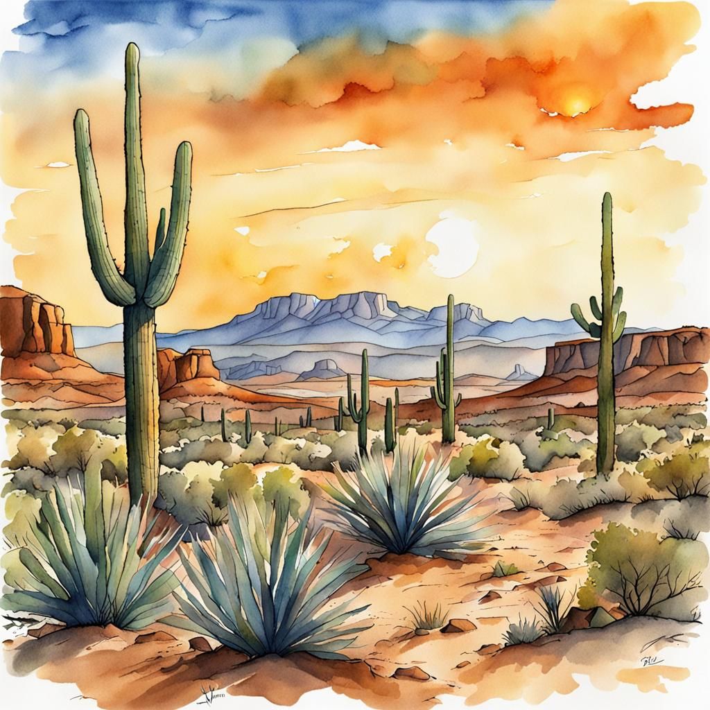 Arizona desert at sunset.