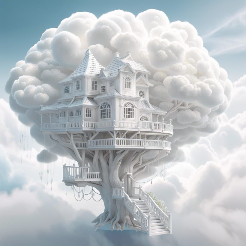 Tree House Made Of Clouds - AI Generated Artwork - NightCafe Creator