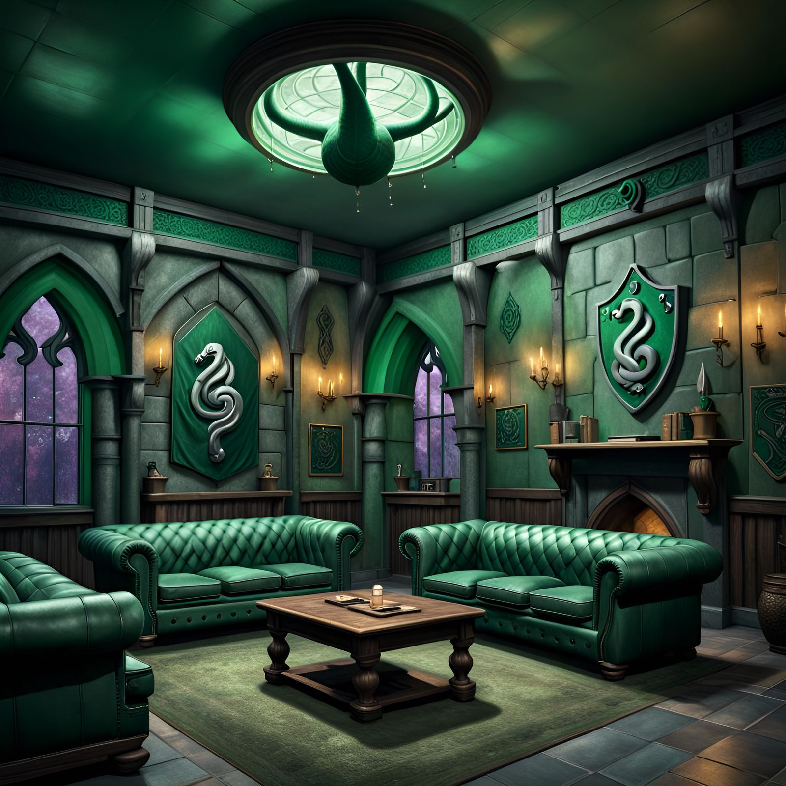 Slytherin Common Room - AI Generated Artwork - NightCafe Creator