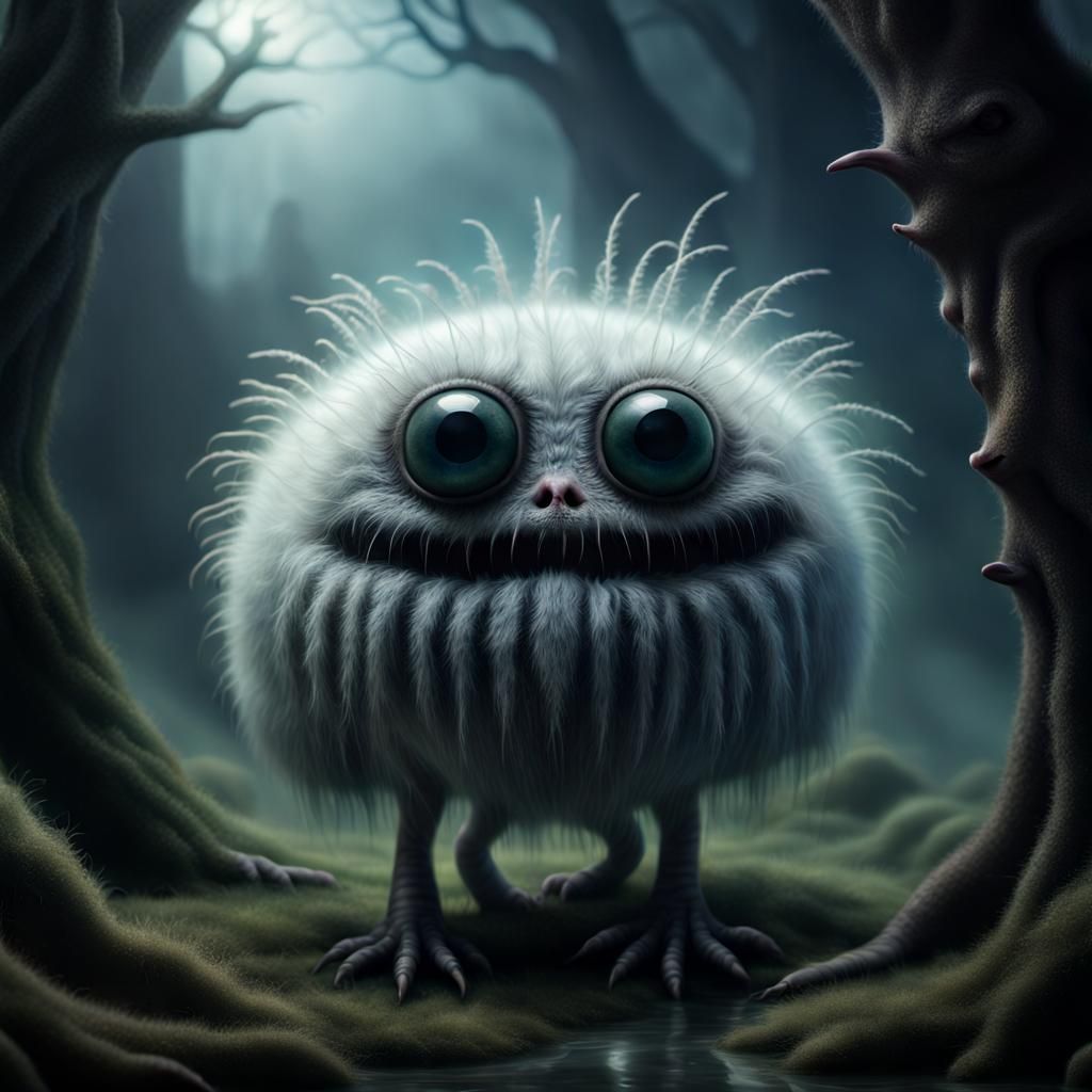 creepy fuzzy creature in a mystical world - AI Generated Artwork ...