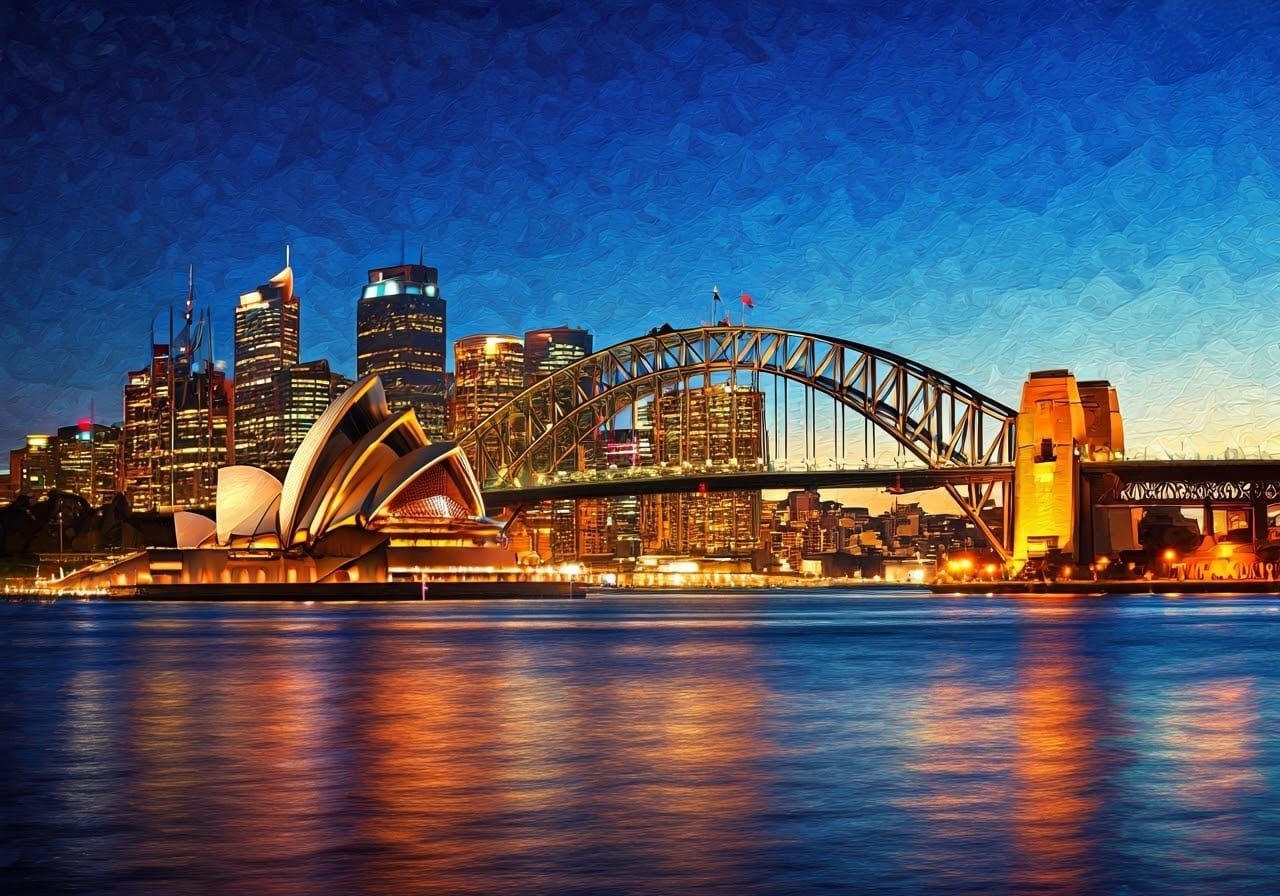 Sydney with a golden sunset glow