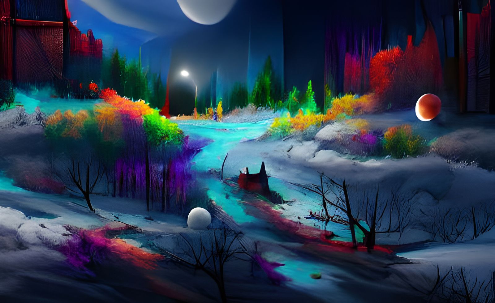 A winter night in the woods