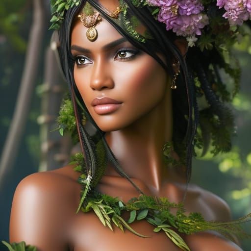 "Amazon princess covered in vines."  by @Armdroid