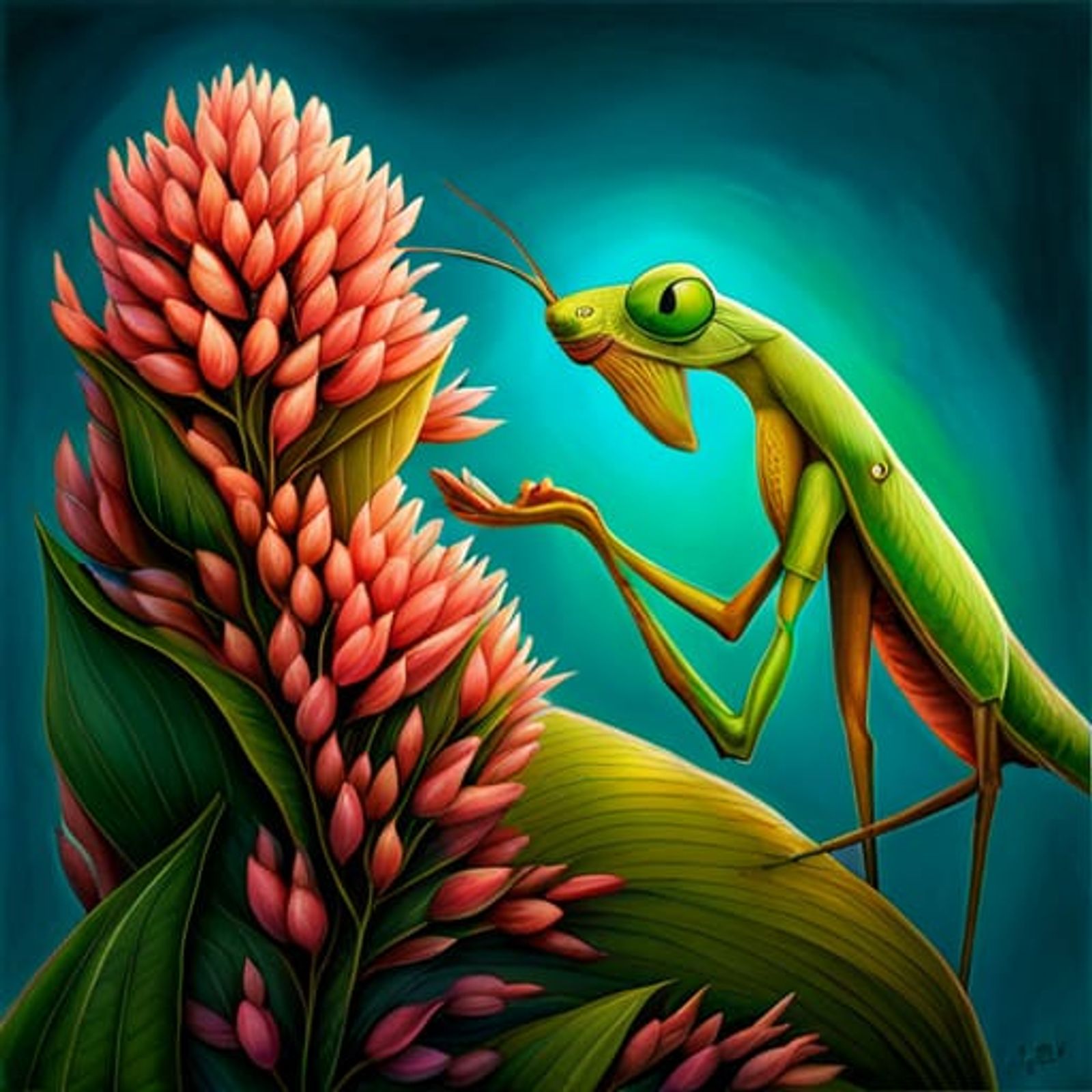 praying mantis painting