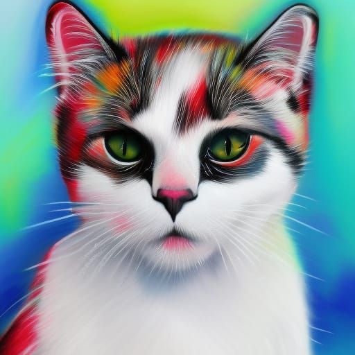 white Cat full   Hyperrealistic, splash art, concept art, mi...
