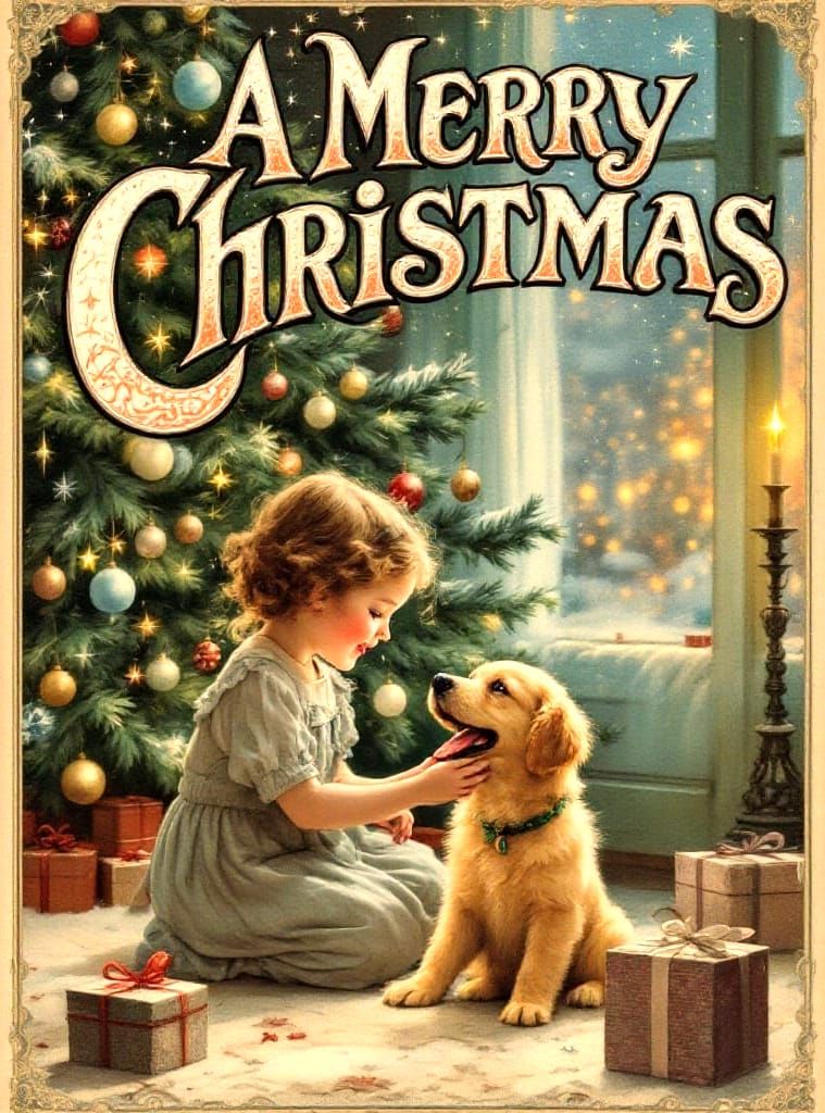 Vintage Holiday Postcard, "A Merry Xmas"   by @Bruno Camadini