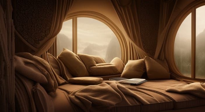 cozy reading nook  by @DivineKittyCat