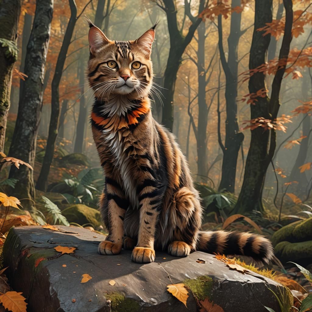 male tom-cat, orange-brown striped fur, skinny, short-furred...