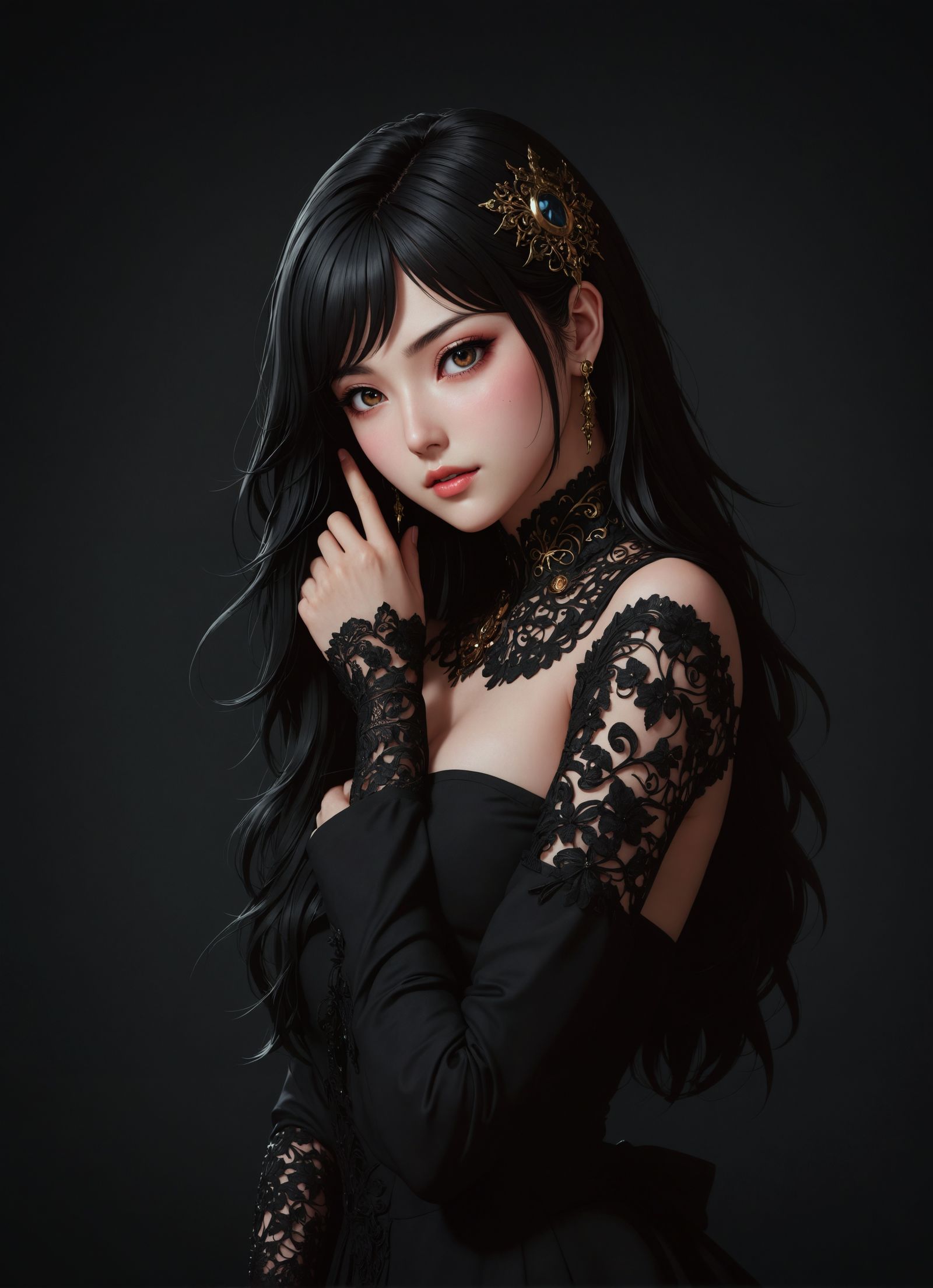 (Perfect face) Anime female, highly detailed artwork, with intricate design