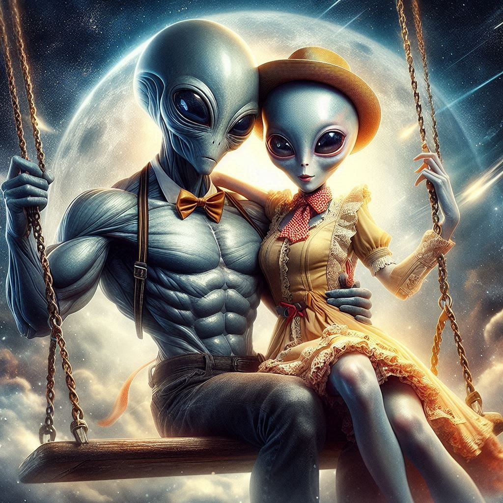 Alien on a swing