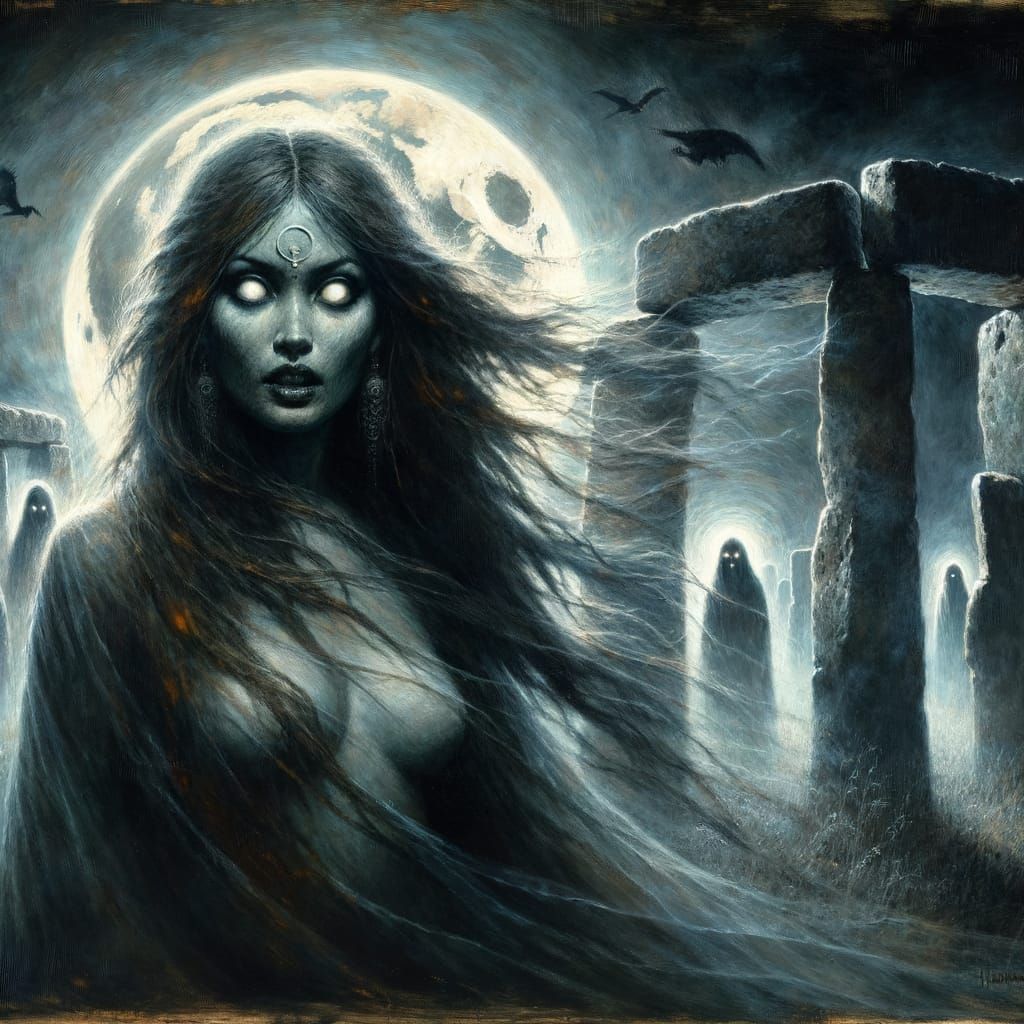 Eerie South Asian Necromancer in Gothic Impasto Style