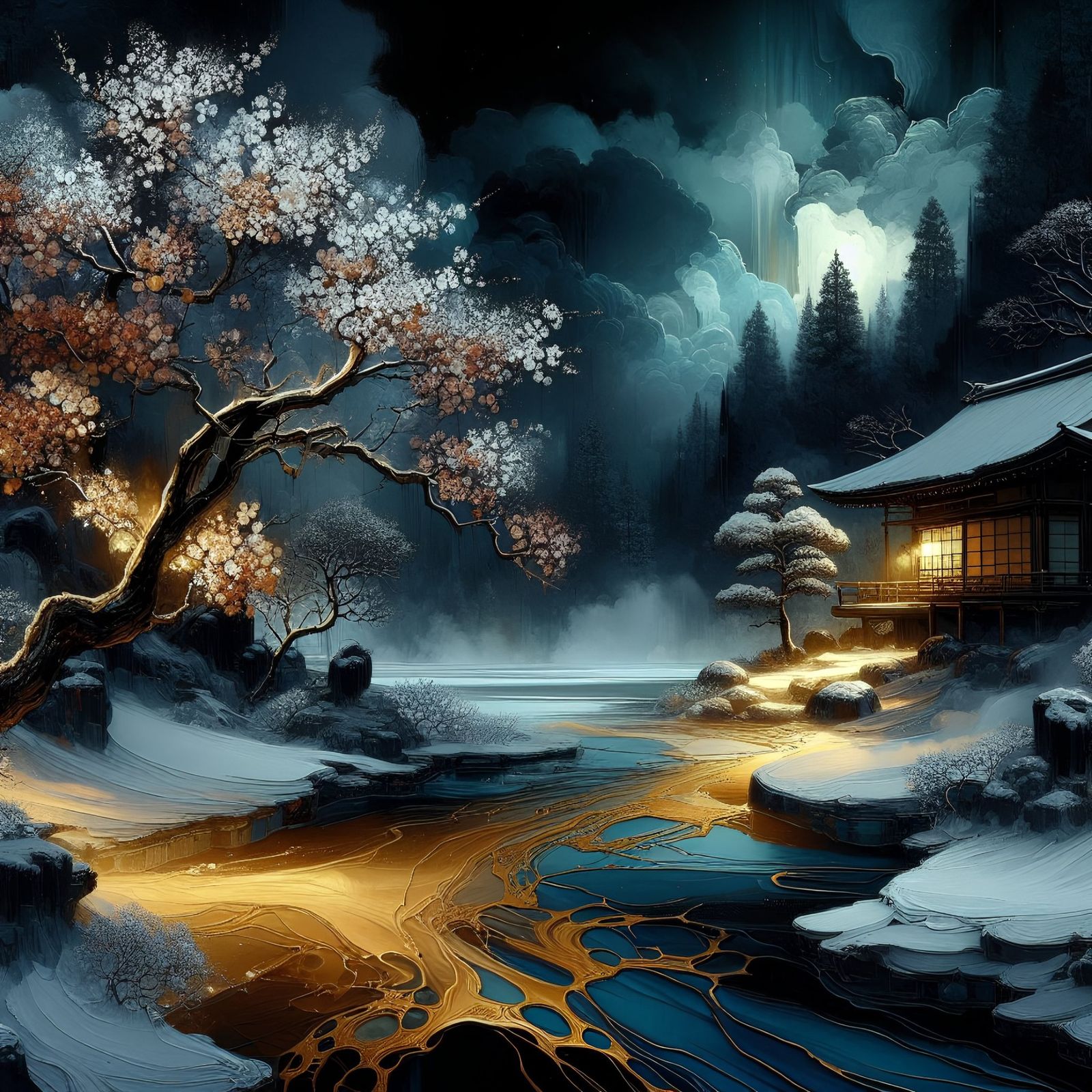 Gold In Frozen Night