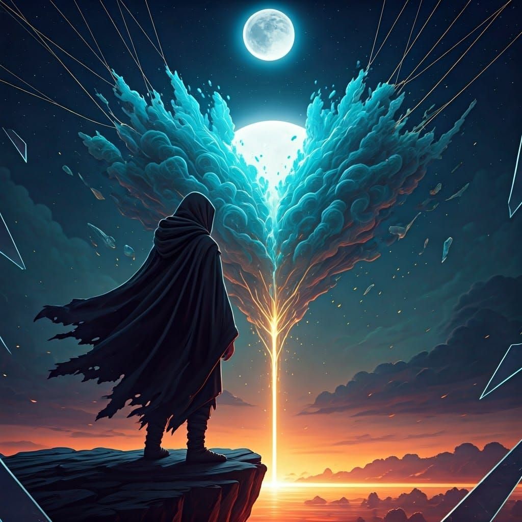 Psychedelic Color Battle Between Light and Shadows