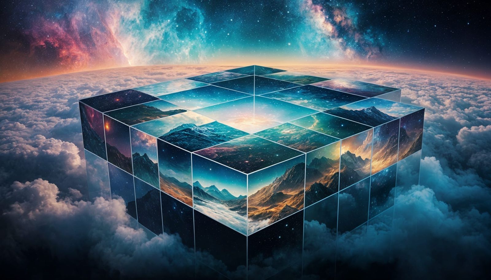 Close shot of a breathtaking square infinity representing magical landscapes   by @Dreamer in Hell