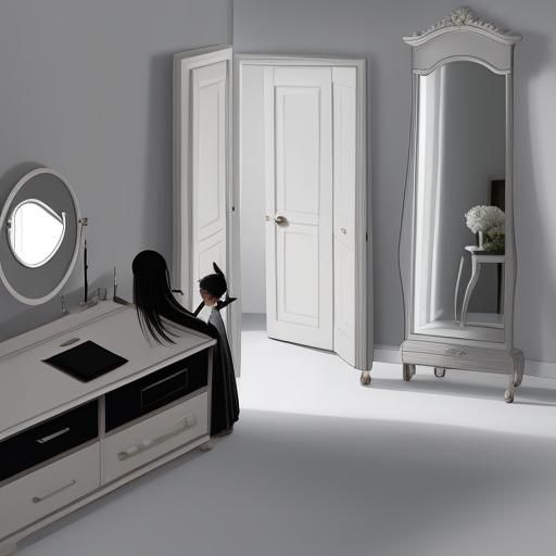 A shadow dressed as a woman in the bedroom watches me while ...