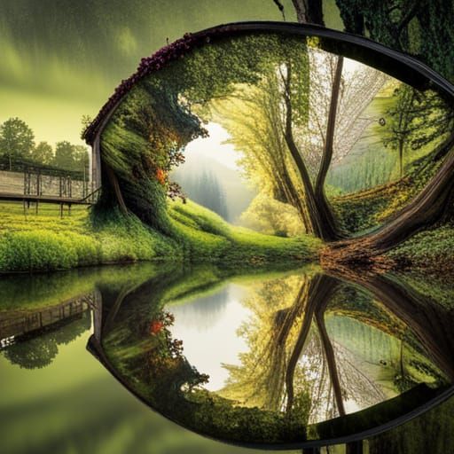 Through Alices mirror reflecting a fairy land.  by @The Bard