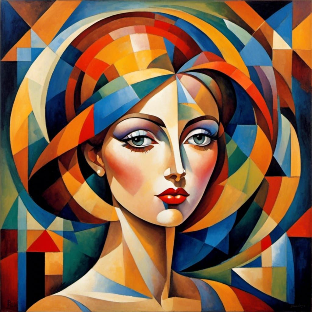 Surreal portrait, geometric cubism, Beautiful, intelligent, graceful ...