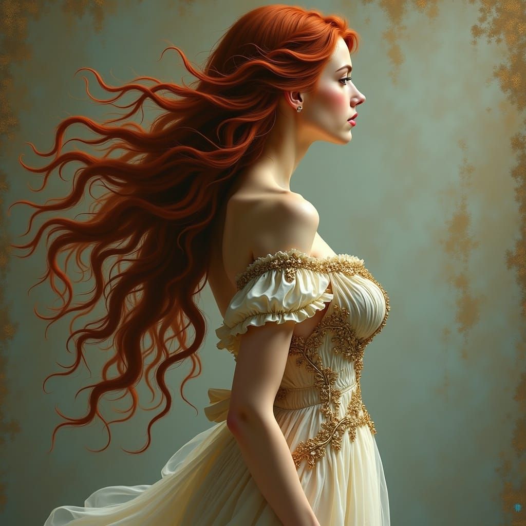 <lora:Flowing red hair:1.0> An otherworldly woman