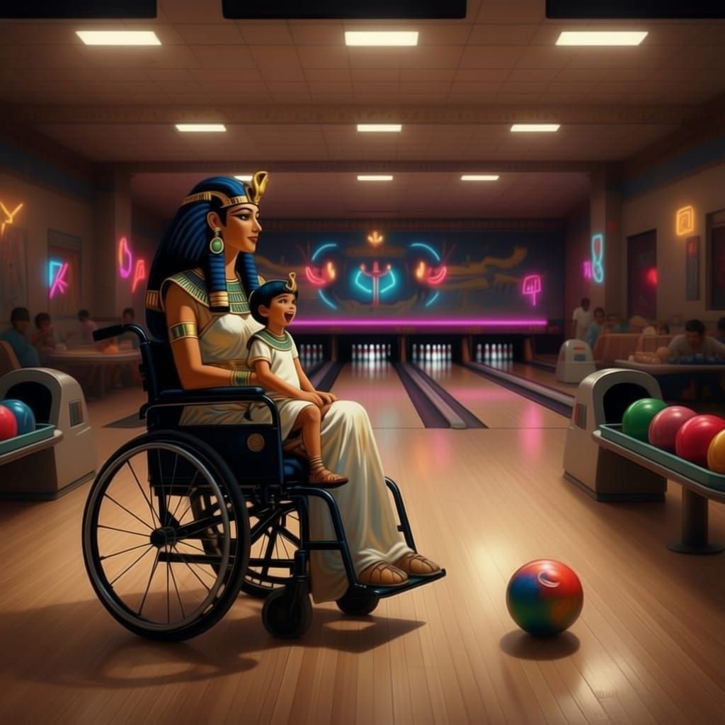 A certain whimsical Mother Goddess who frequents bowling alleys as a wheelchair bound mother... with kids in tow.