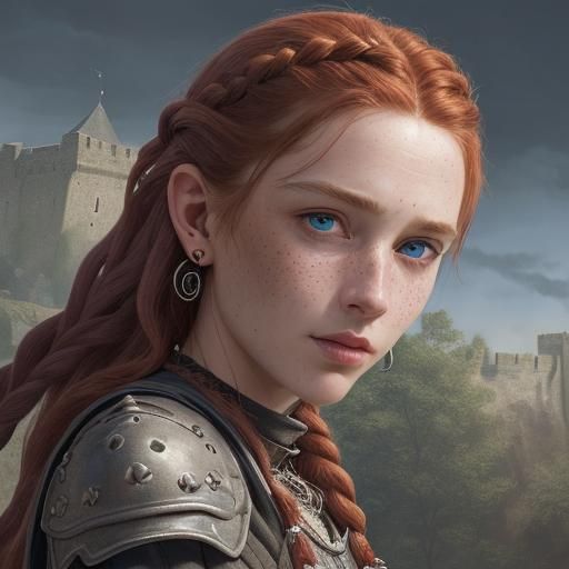 Portrait Red hair Warrior - AI Generated Artwork - NightCafe Creator