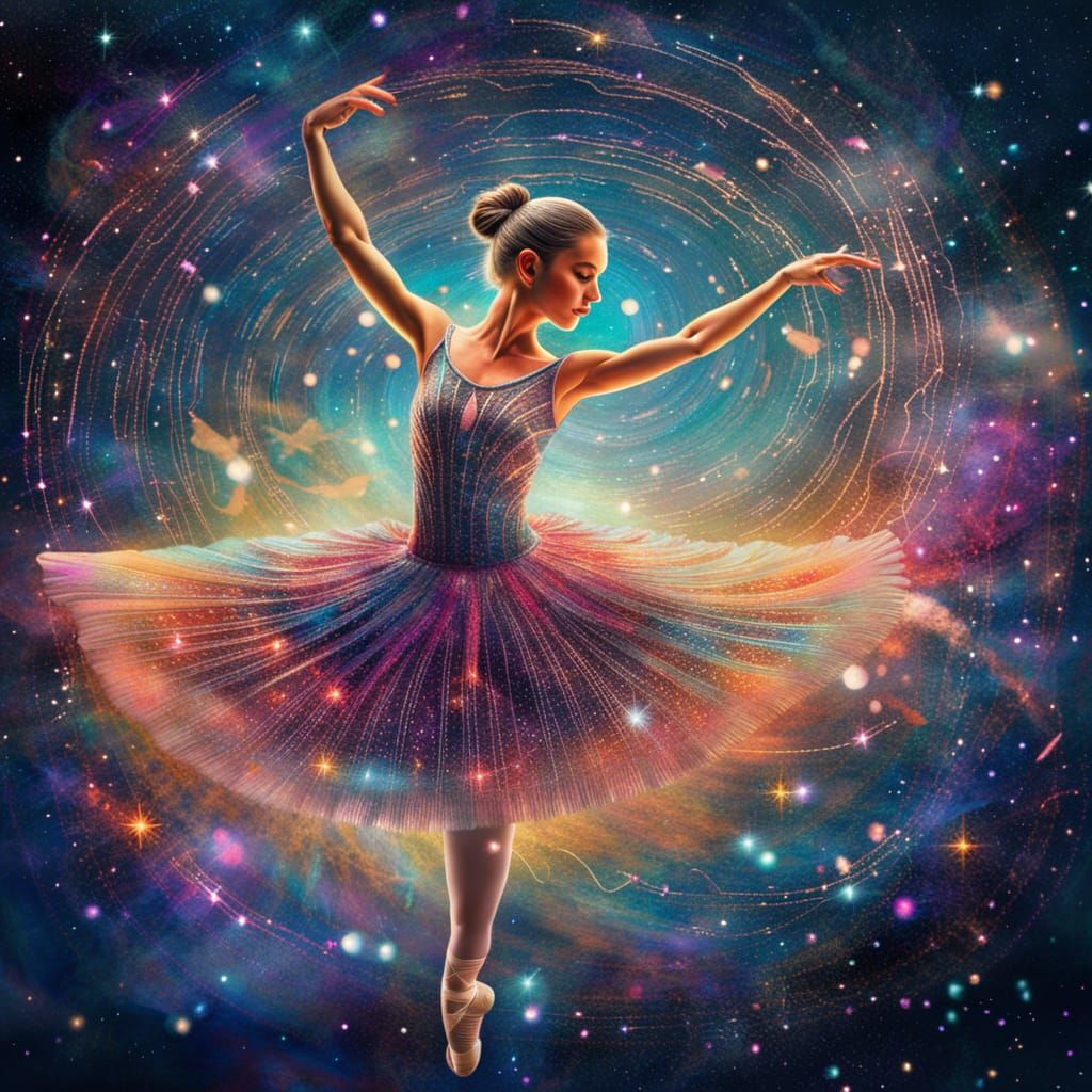 ballerina dancing through cosmos - AI Generated Artwork - NightCafe Creator