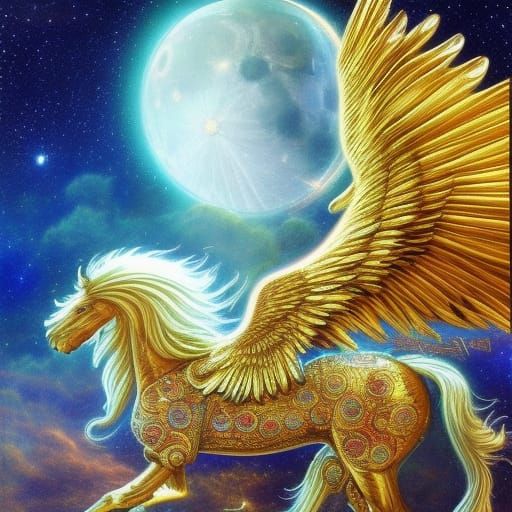 Golden Celestial Pegasus
