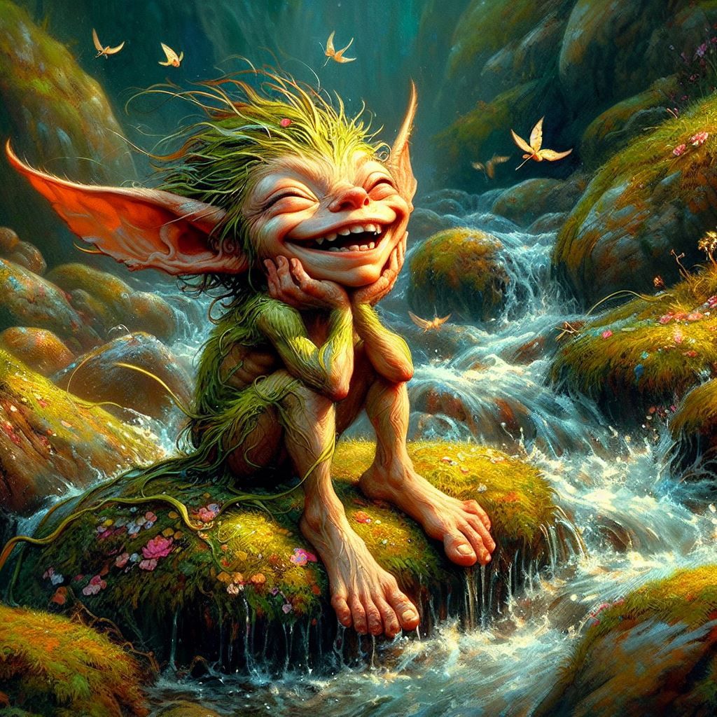 An  Imp Laughing by A Babbling Brook  by @BetaPrime