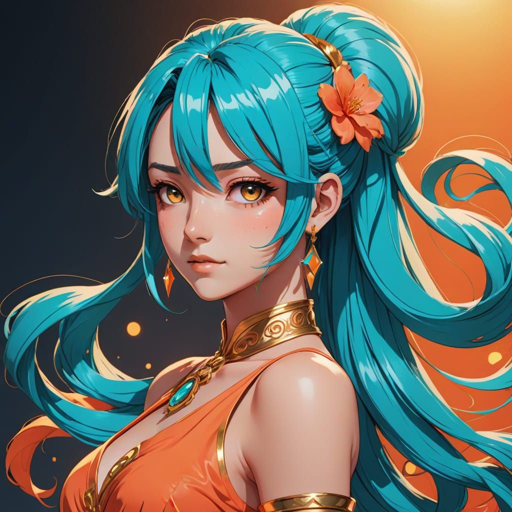 Vibrant Anime Goddess in Stunning Cel-Shaded Beauty