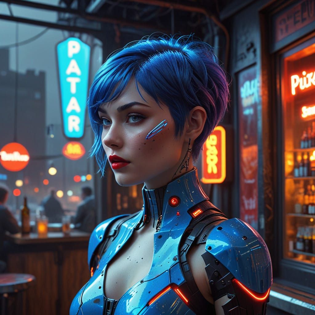Cyberpunk Pixie in Neon Dreams - AI Art