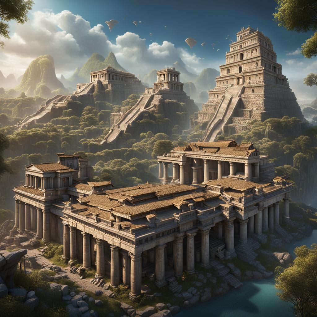 A massive city with the mixed architecture styles of: ancien...