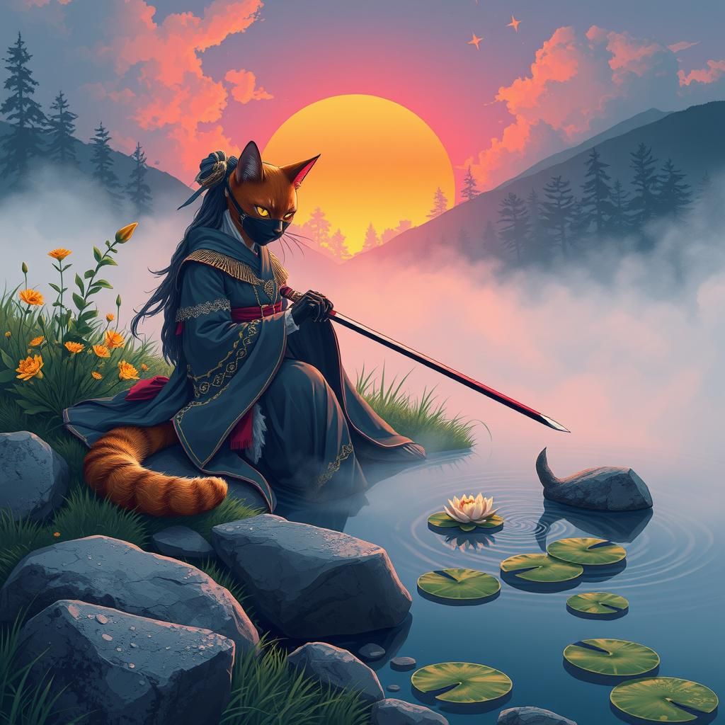 IndigoCore Glitch Art: Kimono Women in Edo Japan