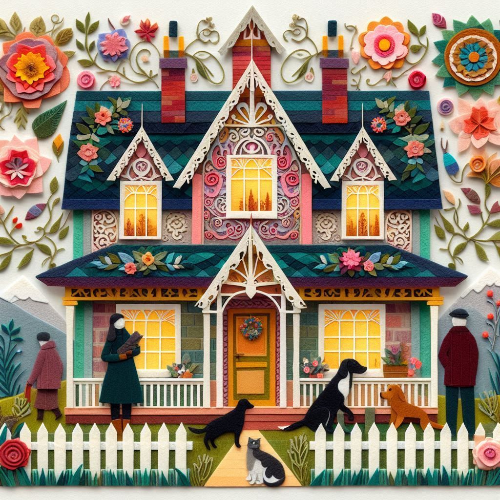 Homey Scene in Cut and Layered Felt